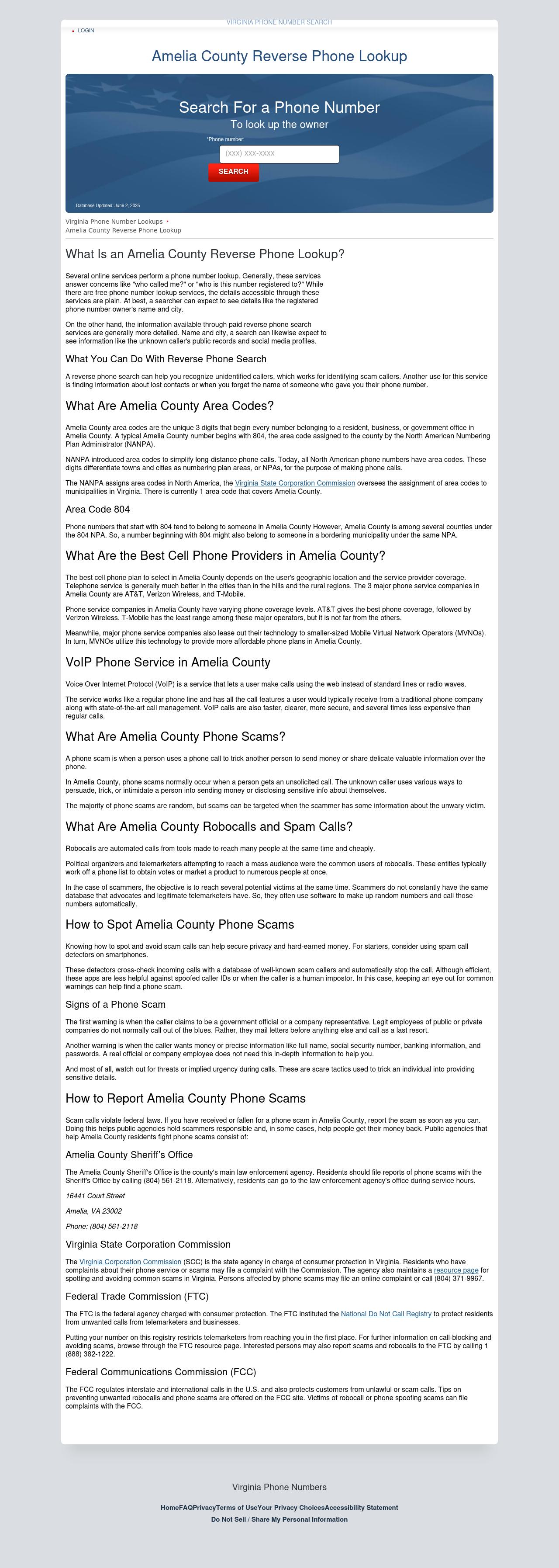 Amelia County Phone Numbers - Amelia Court House VA Lawyers