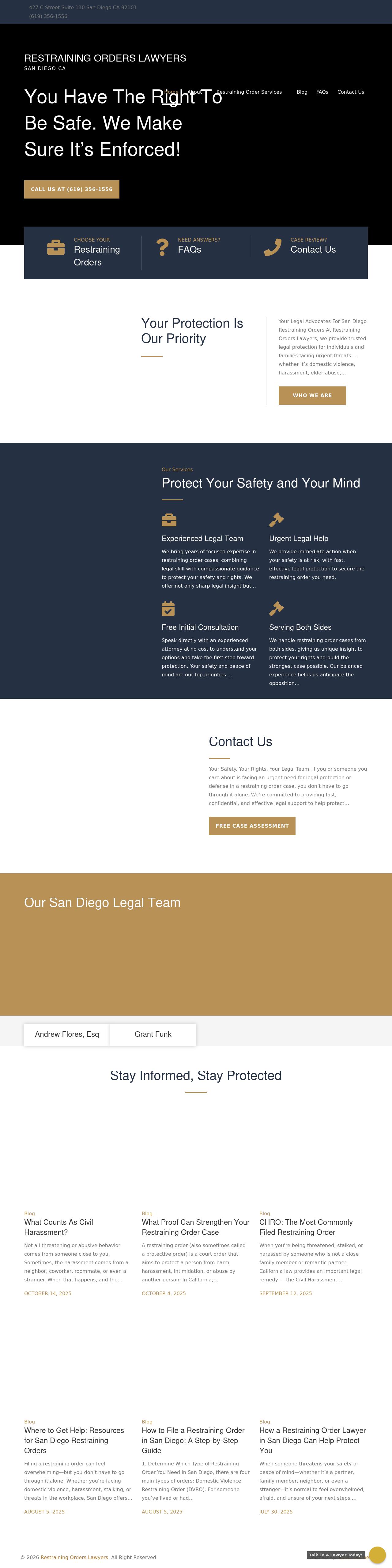 Restraining Orders Lawyers - San Diego CA Lawyers