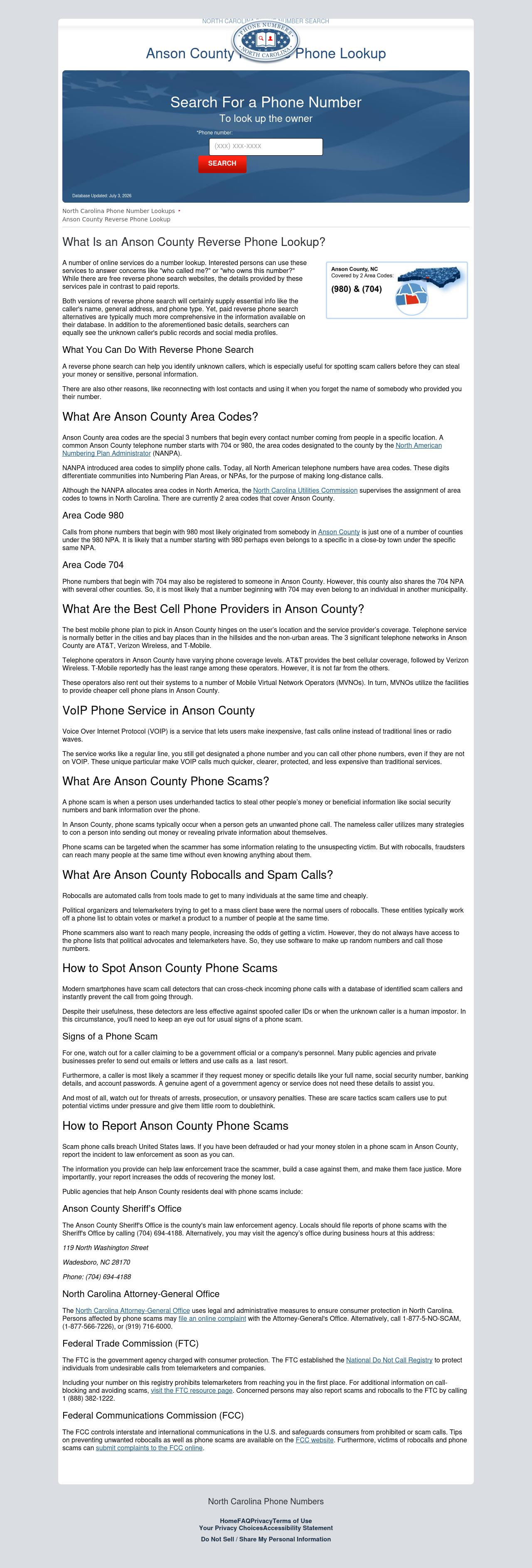 Anson County Phone Number Lookup - Wadesboro NC Lawyers