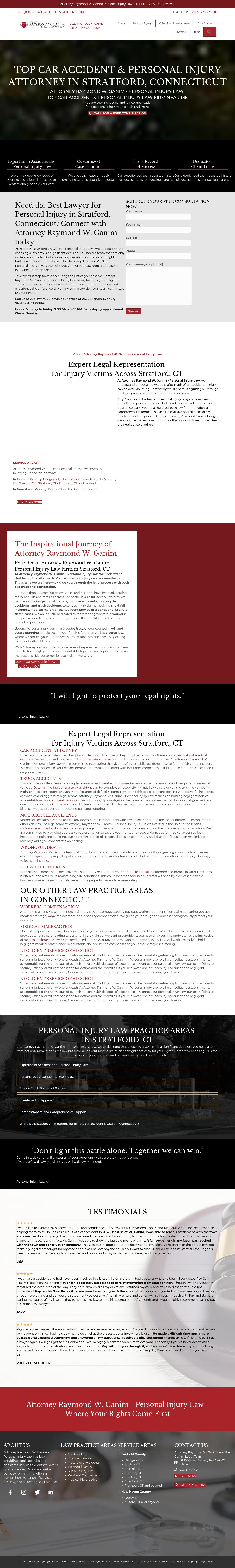 Attorney Raymond W Ganim Personal Injury Law - Stratford CT Lawyers
