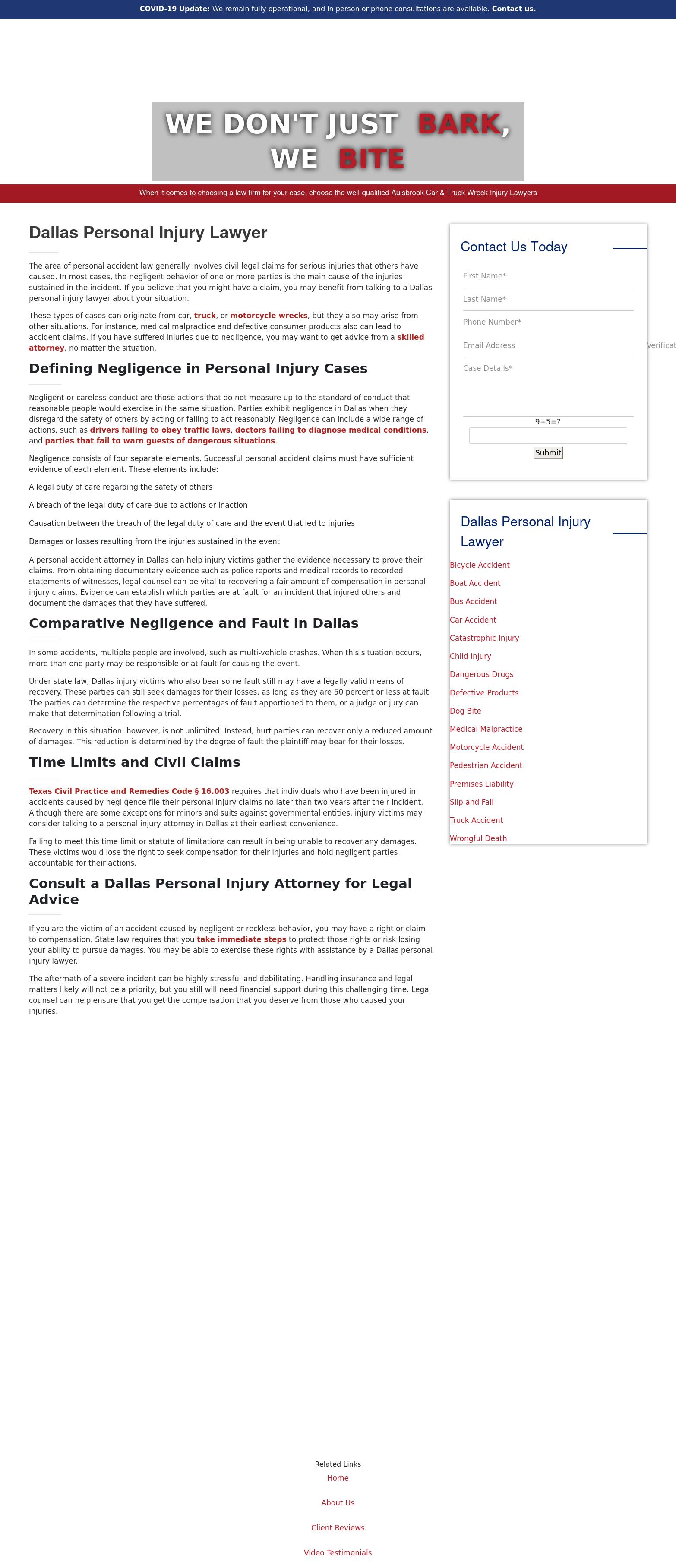 Aulsbrook Car & Truck Wreck Lawyers - Dallas TX Lawyers