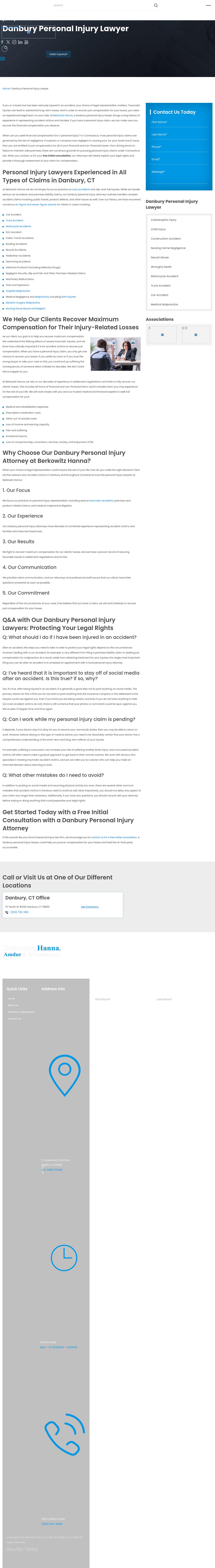 Berkowitz Hanna Malpractice & Injury Lawyers - Danbury, CT - Danbury CT Lawyers
