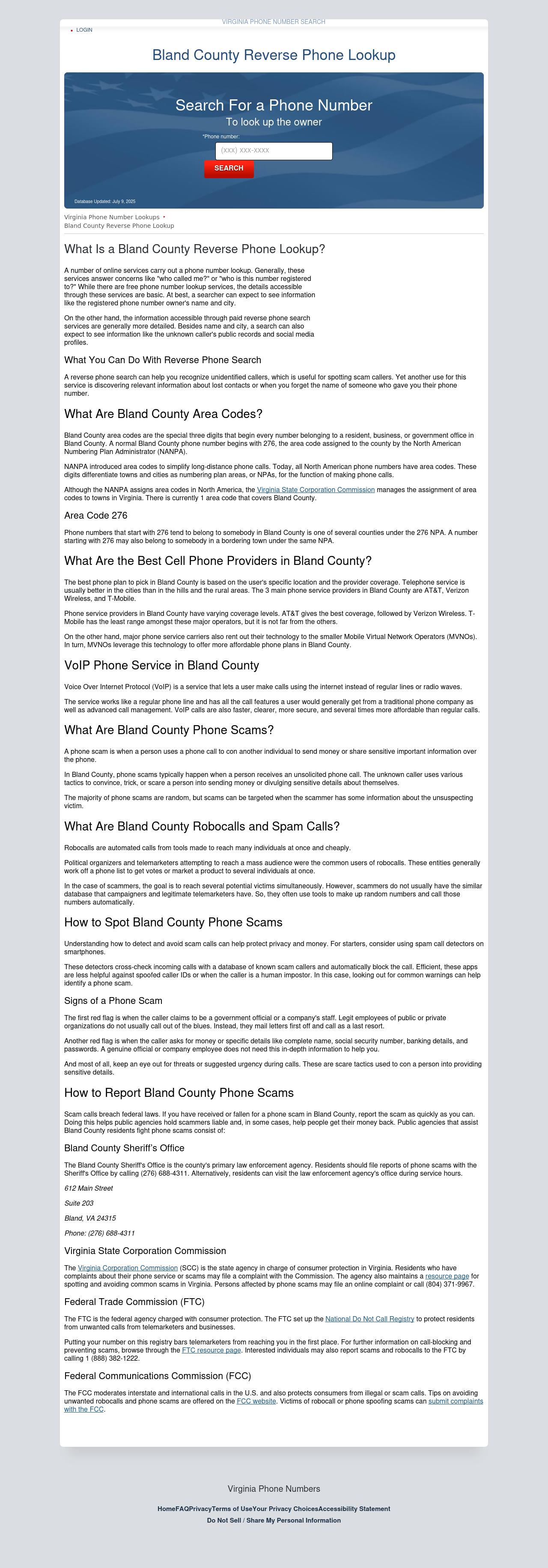 Bland County Phone Numbers - Bland VA Lawyers