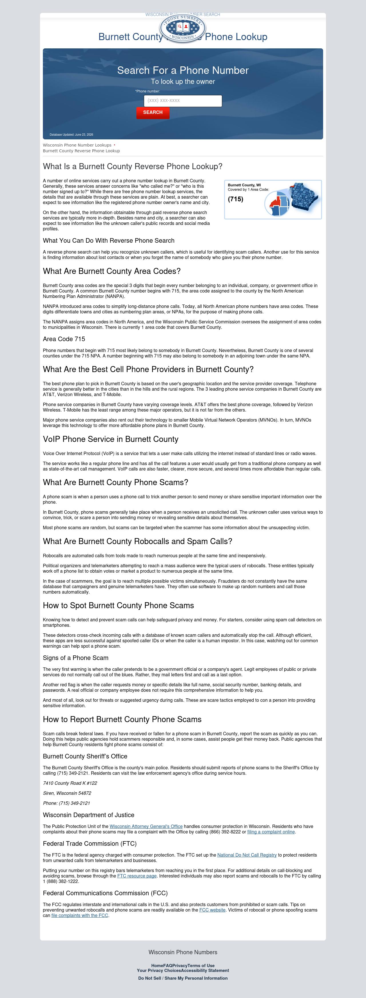 Burnett County Phone Numbers - Grantsburg WI Lawyers