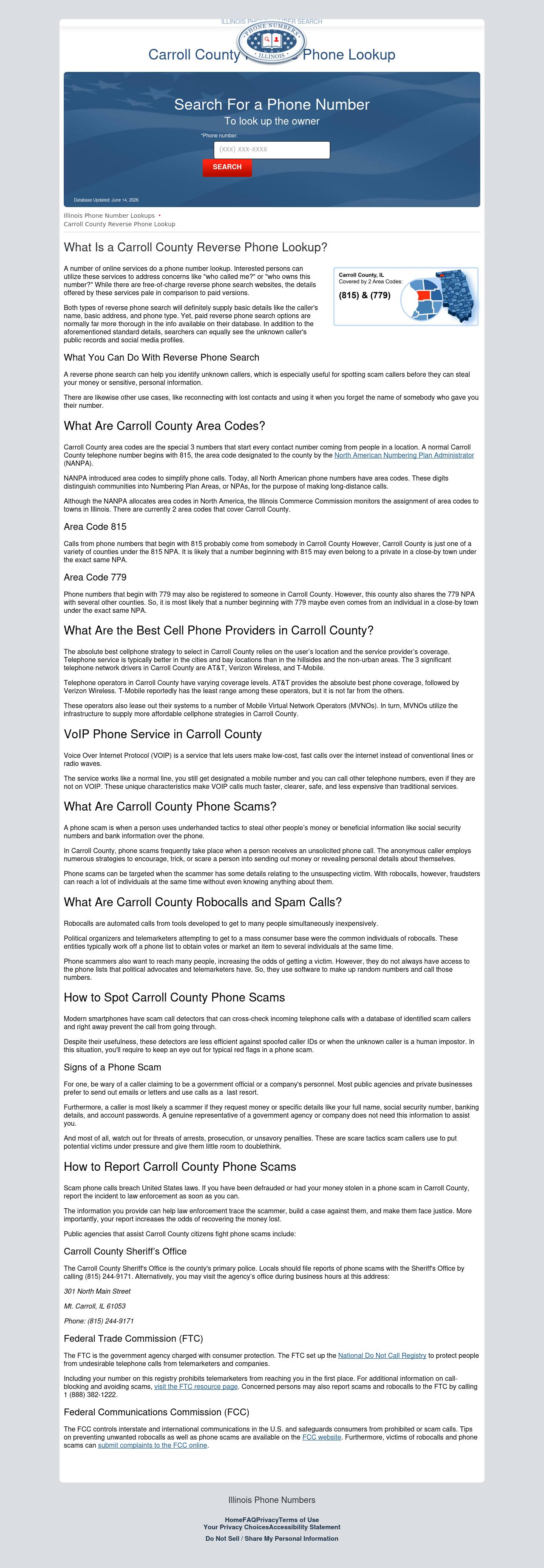Carroll County Phone Number Search - Savanna IL Lawyers