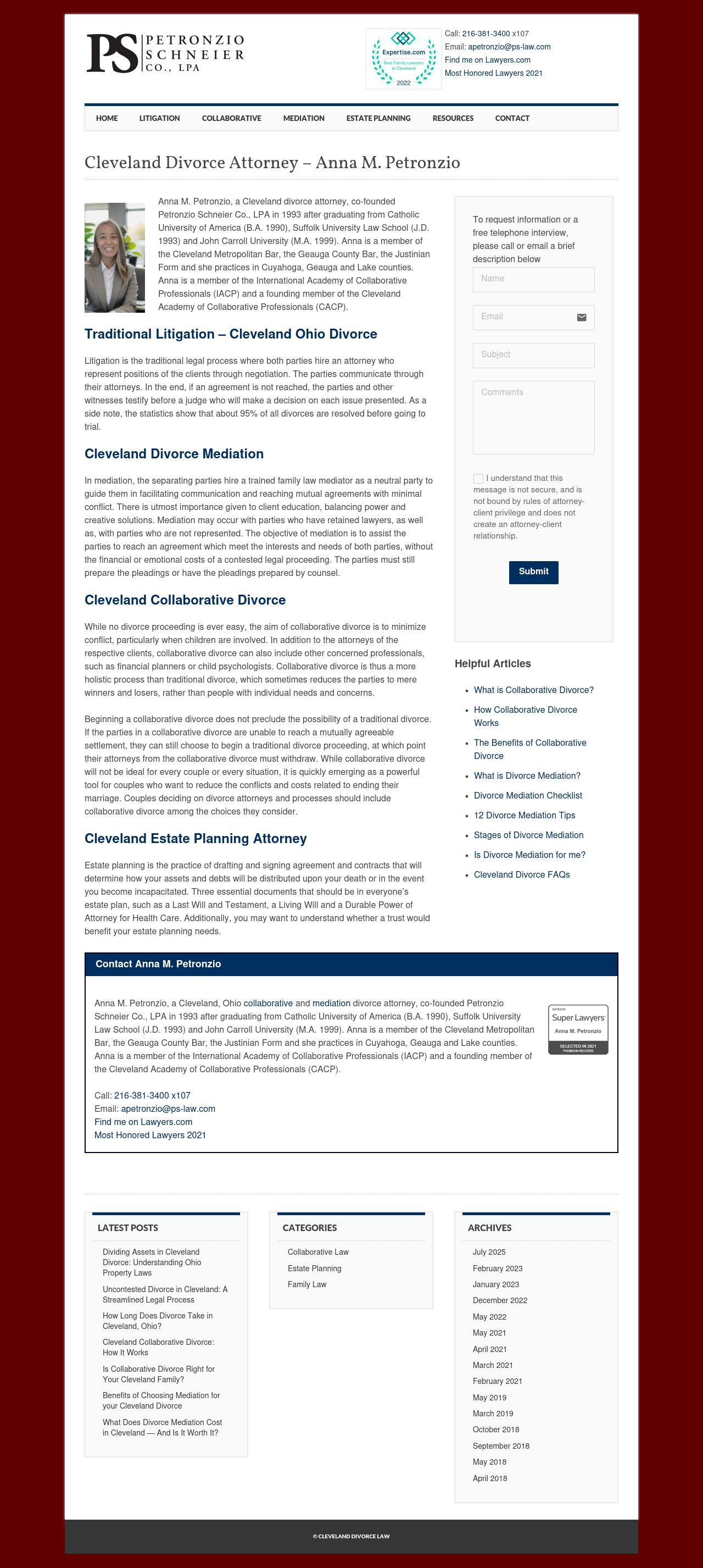 Cleveland Divorce Attorney- Anna M. Petronzio - Cleveland OH Lawyers