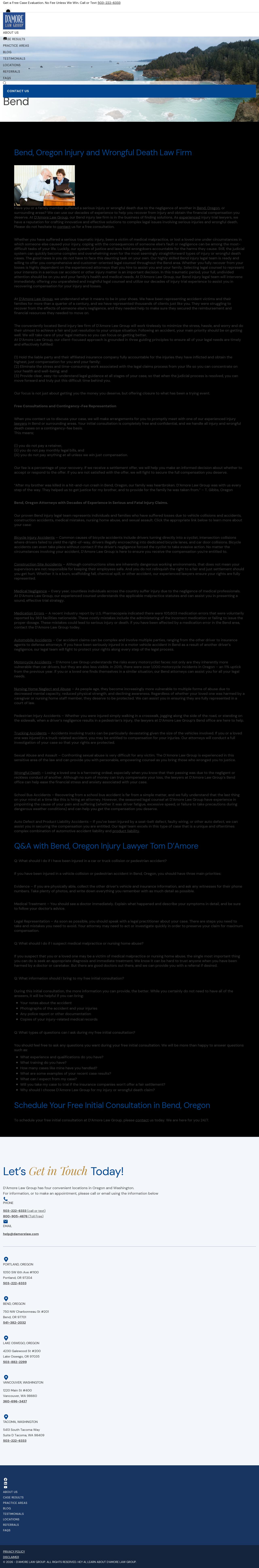 D'Amore Law Group | Bend Personal Injury Lawyers - Bend OR Lawyers