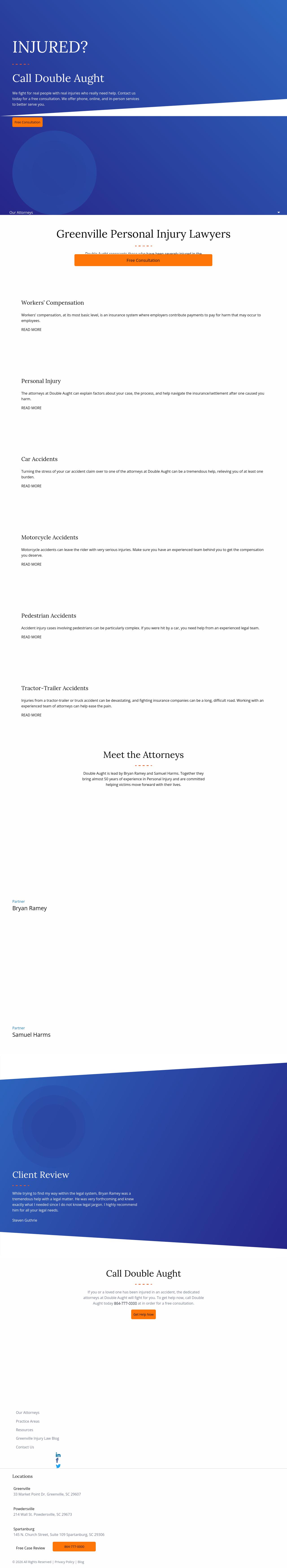 Double Aught Injury Lawyers - Powdersville SC Lawyers