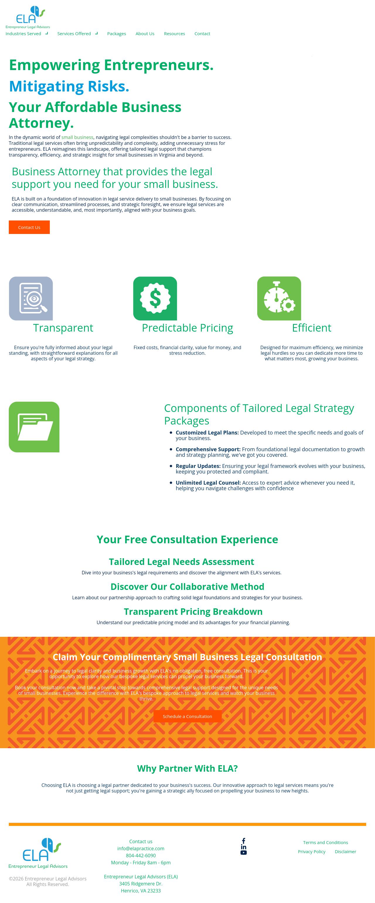 Entrepreneur Legal Advisors (ELA) - Henrico VA Lawyers