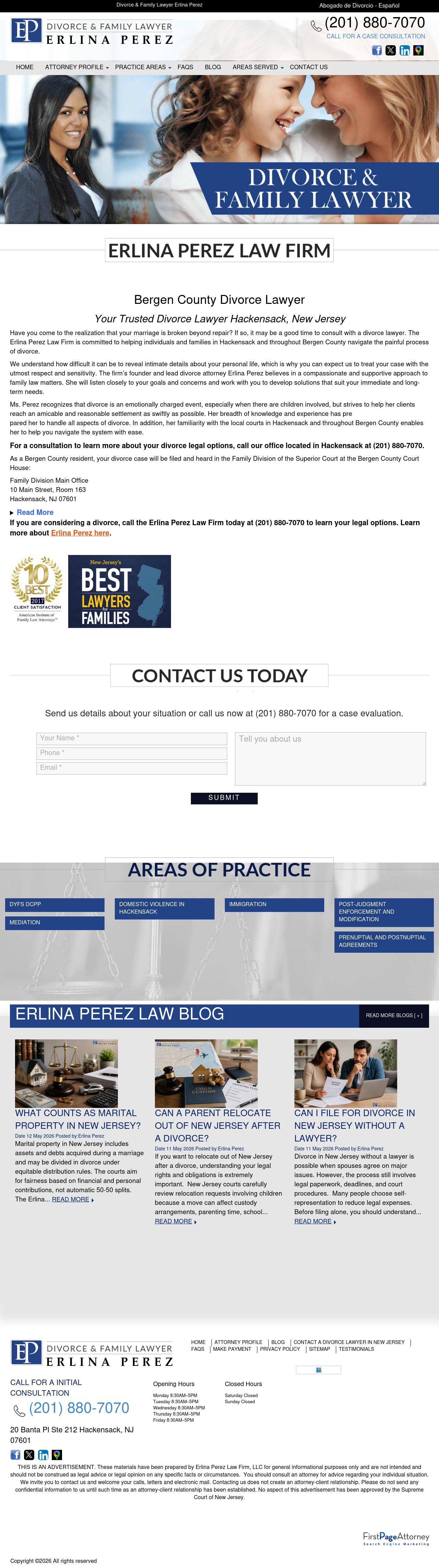 Erlina Perez Law Firm, LLC	 - Hackensack NJ Lawyers