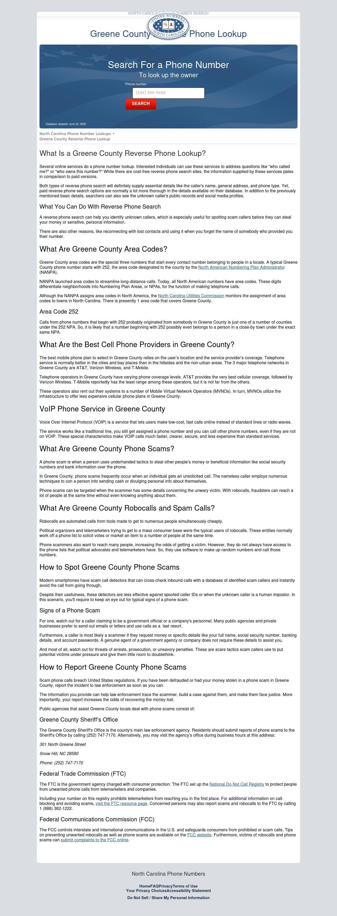 Greene County Phone Number Lookup - Walstonburg NC Lawyers