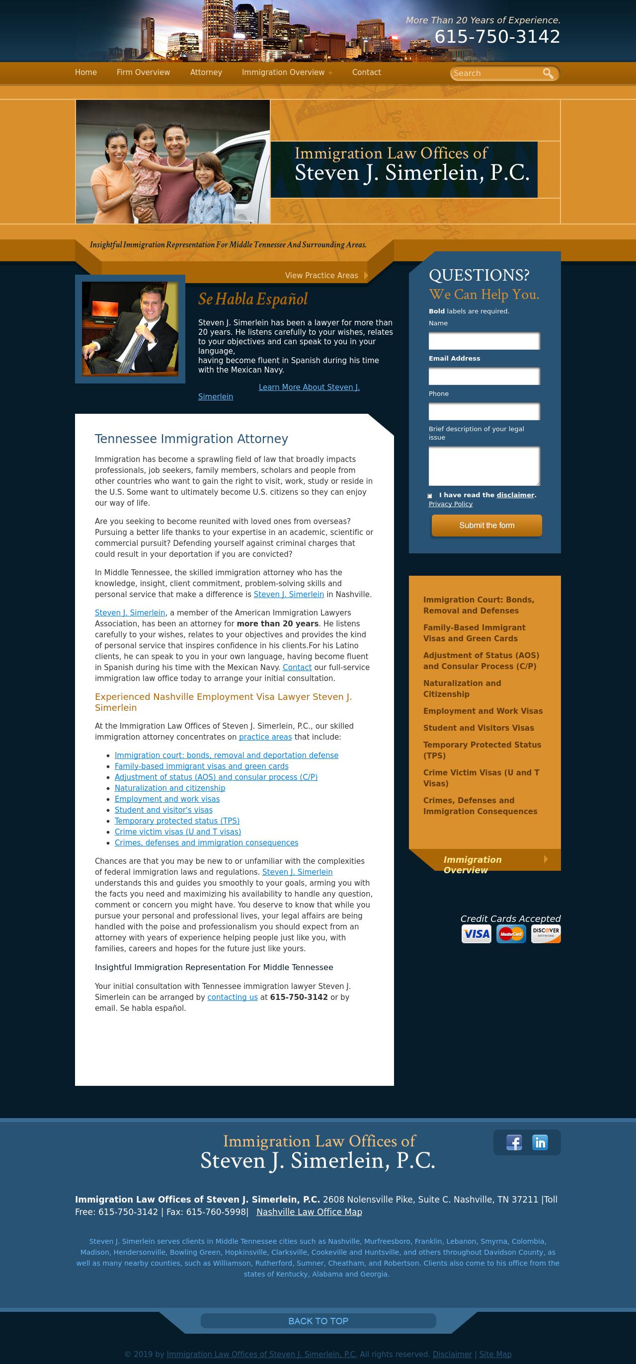 Immigration Law Offices of Steven J. Simerlein, P.C. - Nashville TN Lawyers