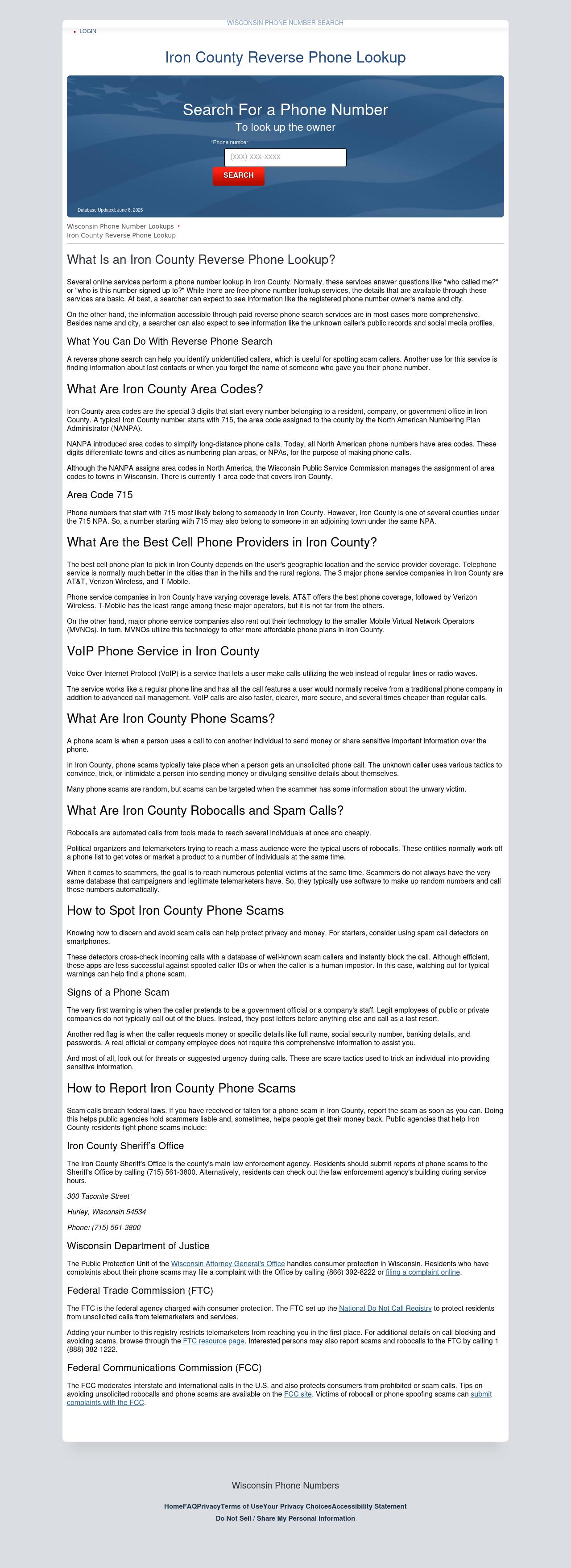 Iron County Phone Numbers - Hurley WI Lawyers