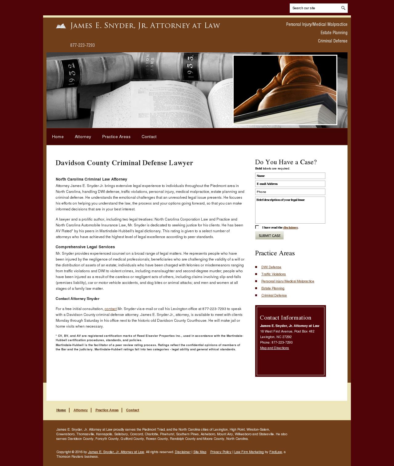 James E. Snyder, Jr. Attorney at Law - Lexington NC Lawyers