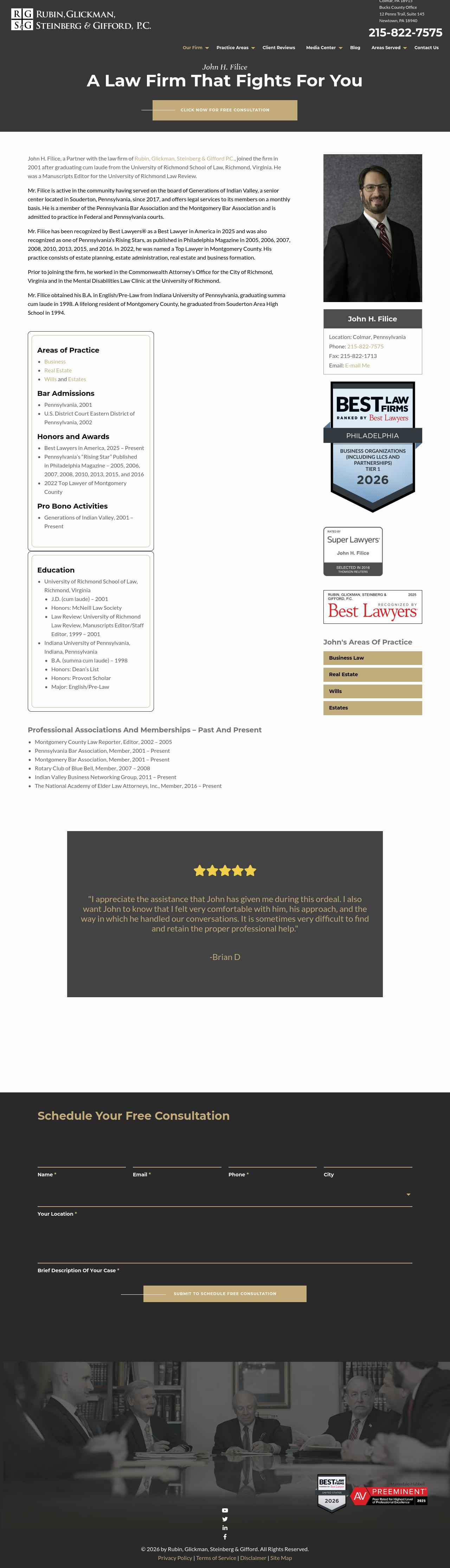 John H. Filice - Newtown PA Lawyers