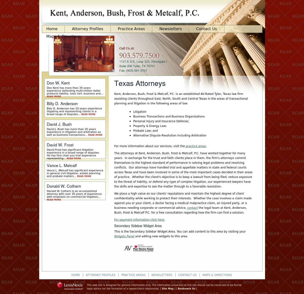 Kent Anderson Bush Frost & Metcalf PC - Tyler TX Lawyers