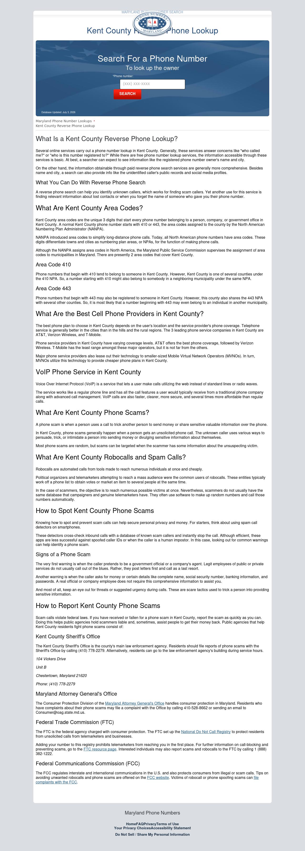 Kent County Phone Number Lookup - Chestertown MD Lawyers