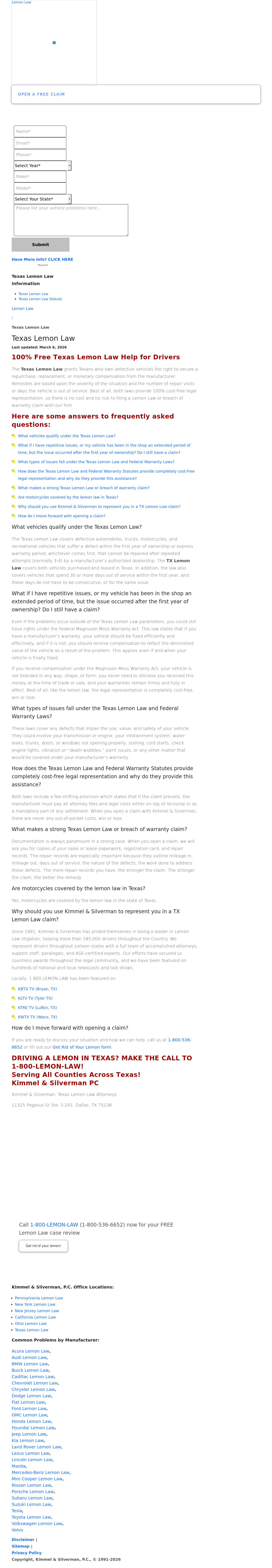 Kimmel & Silverman, Texas Lemon Law Attorneys - Dallas TX Lawyers