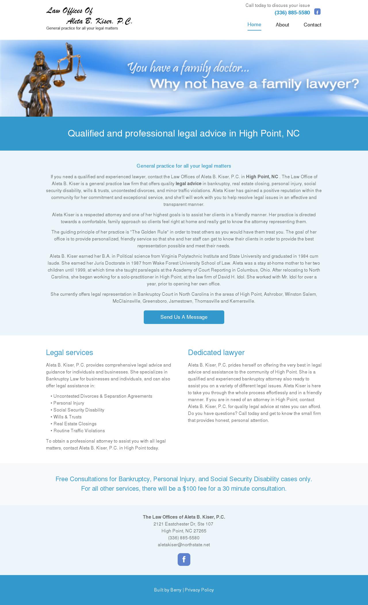 Kiser Aleta B Attorney at Law - High Point NC Lawyers