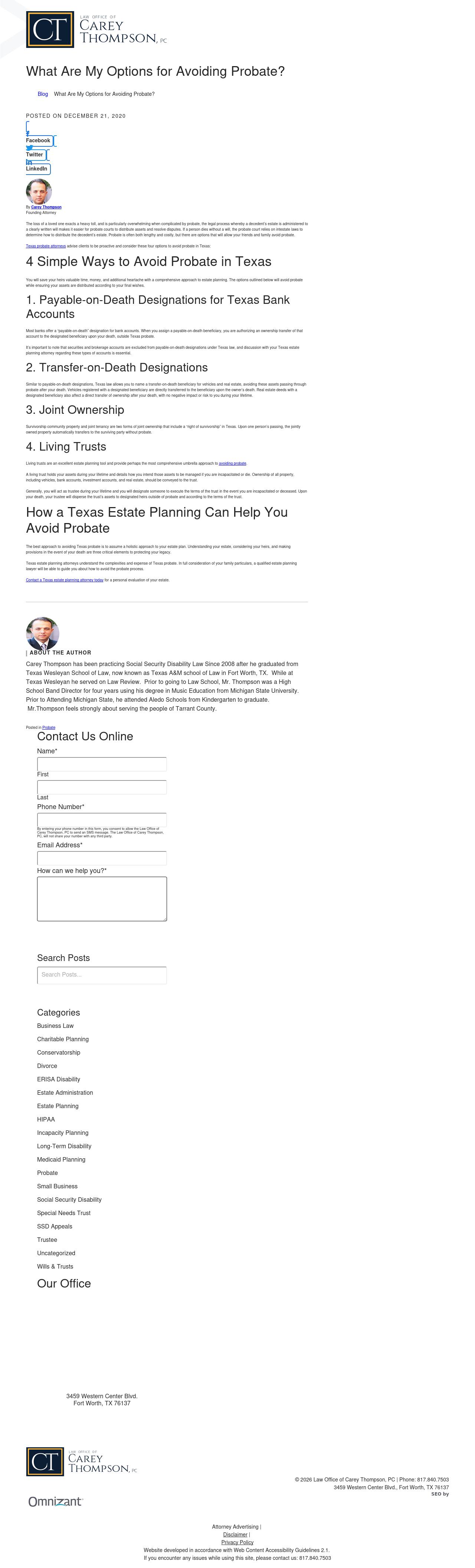 Law Office Of Carey Thompson, PC - Fort Worth TX Lawyers