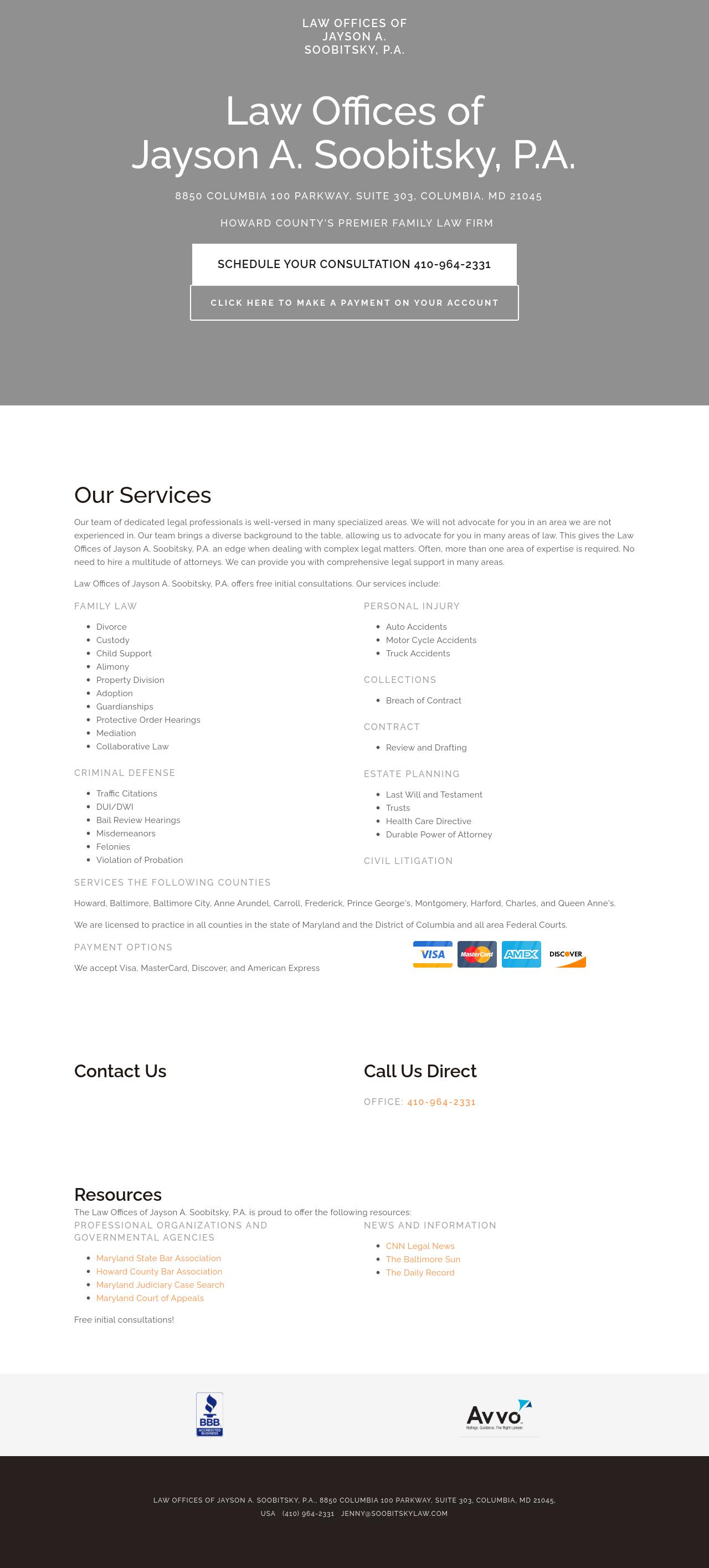 Law Offices of Jayson A. Soobitsky, P.A - Columbia MD Lawyers