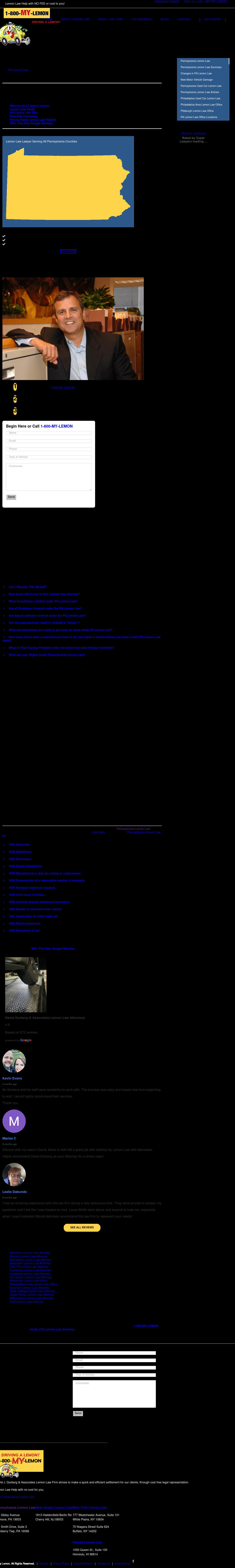 David J. Gorberg & Associates – Lemon Law Attorneys  - Ardmore PA Lawyers