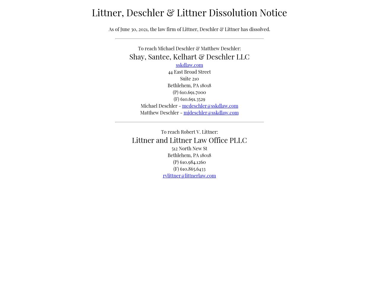 Littner, Deschler & Littner - Bethlehem PA Lawyers