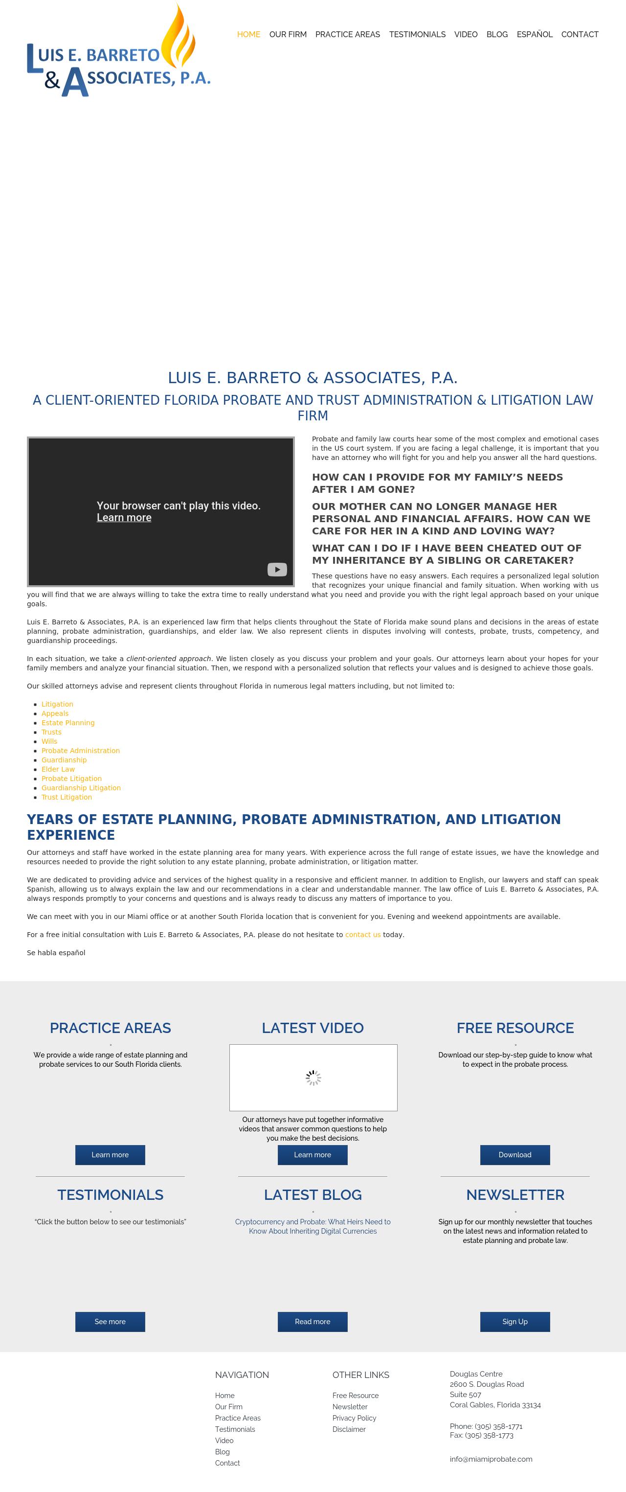Luis E. Barreto & Associates, P.A. - Coral Gables FL Lawyers