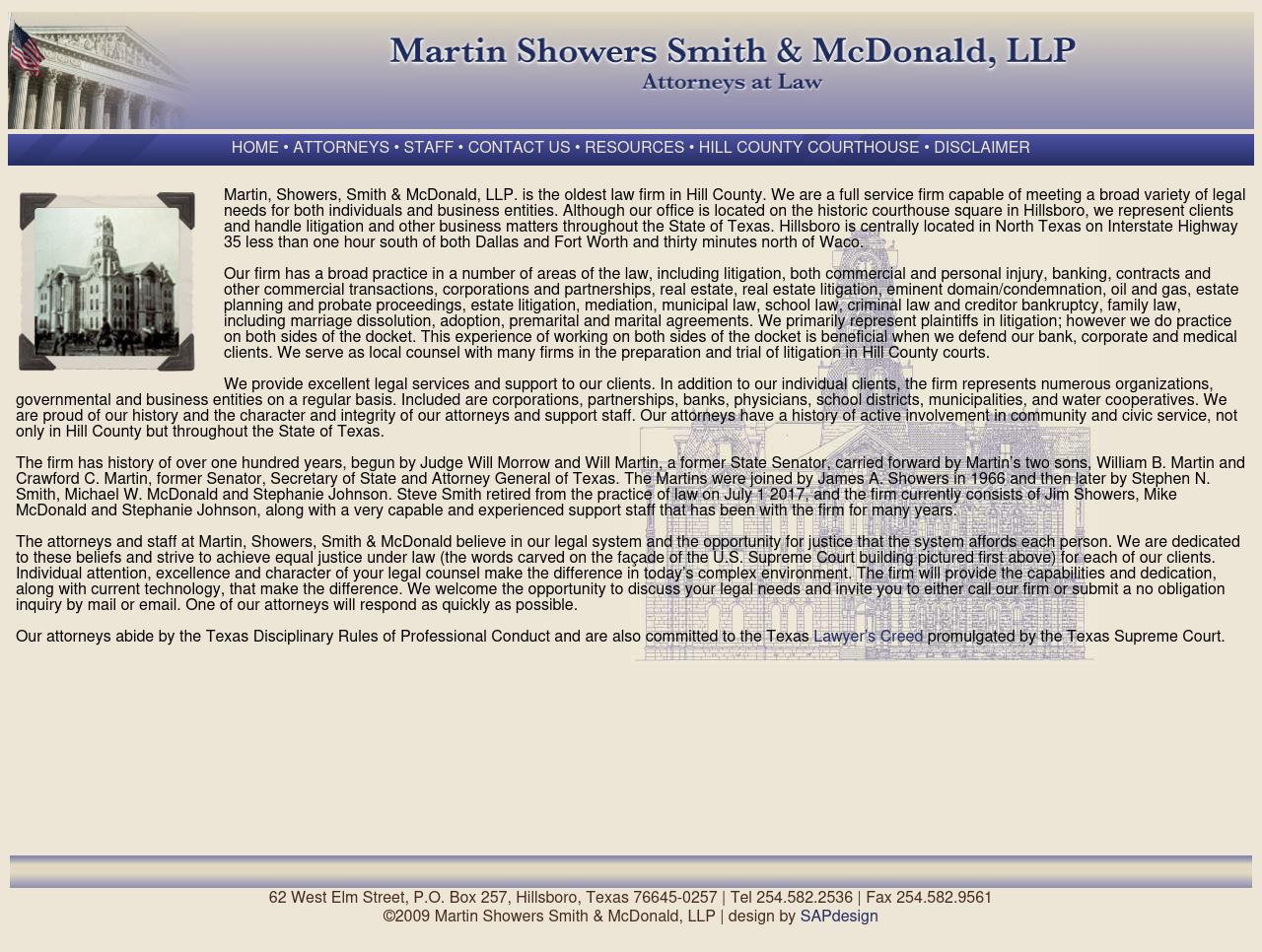Martin, Showers, Smith & McDonald LLP - Hillsboro TX Lawyers