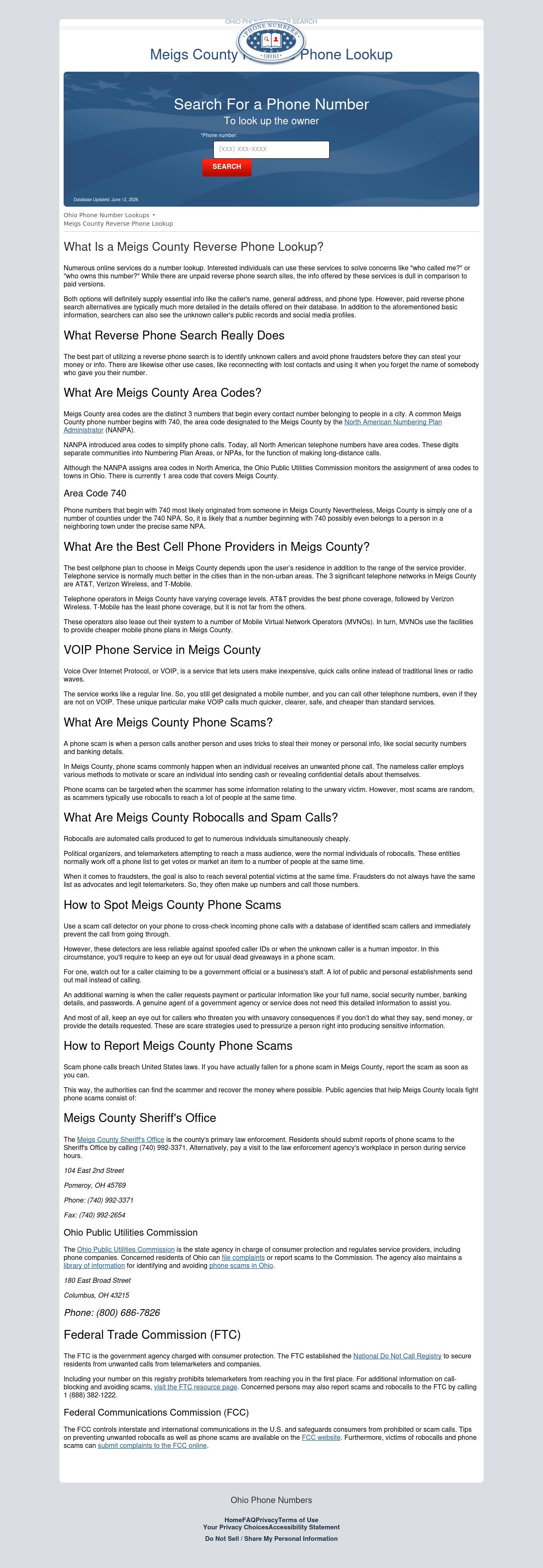 Meigs County Phone Numbers - Pomeroy OH Lawyers