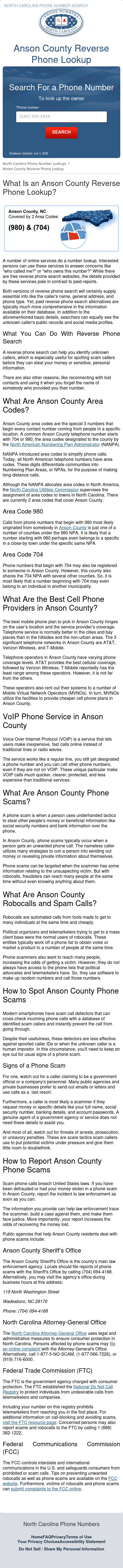 Anson County Phone Number Lookup - Wadesboro NC Lawyers