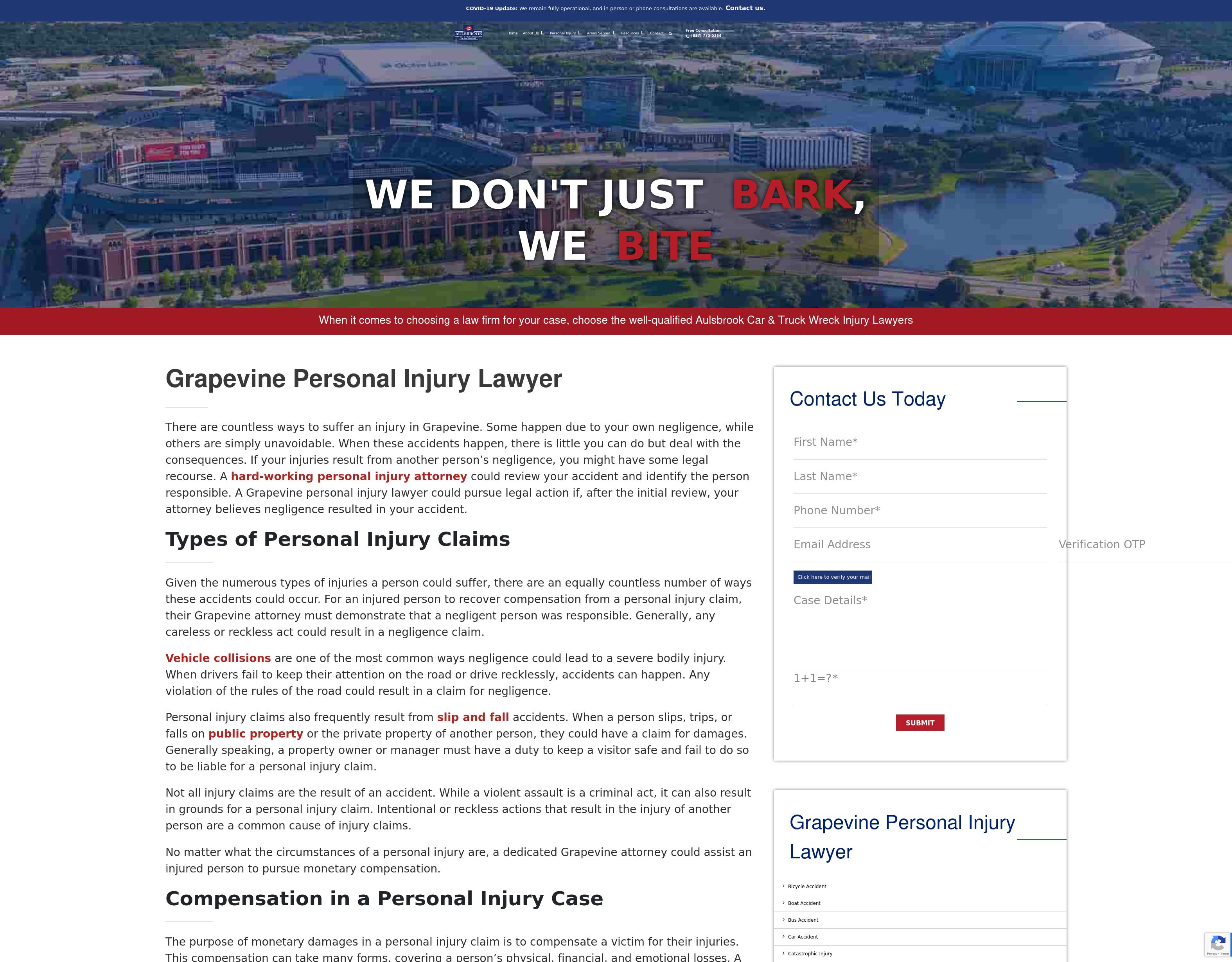Aulsbrook Car & Truck Wreck Lawyers - Grapevine TX Lawyers