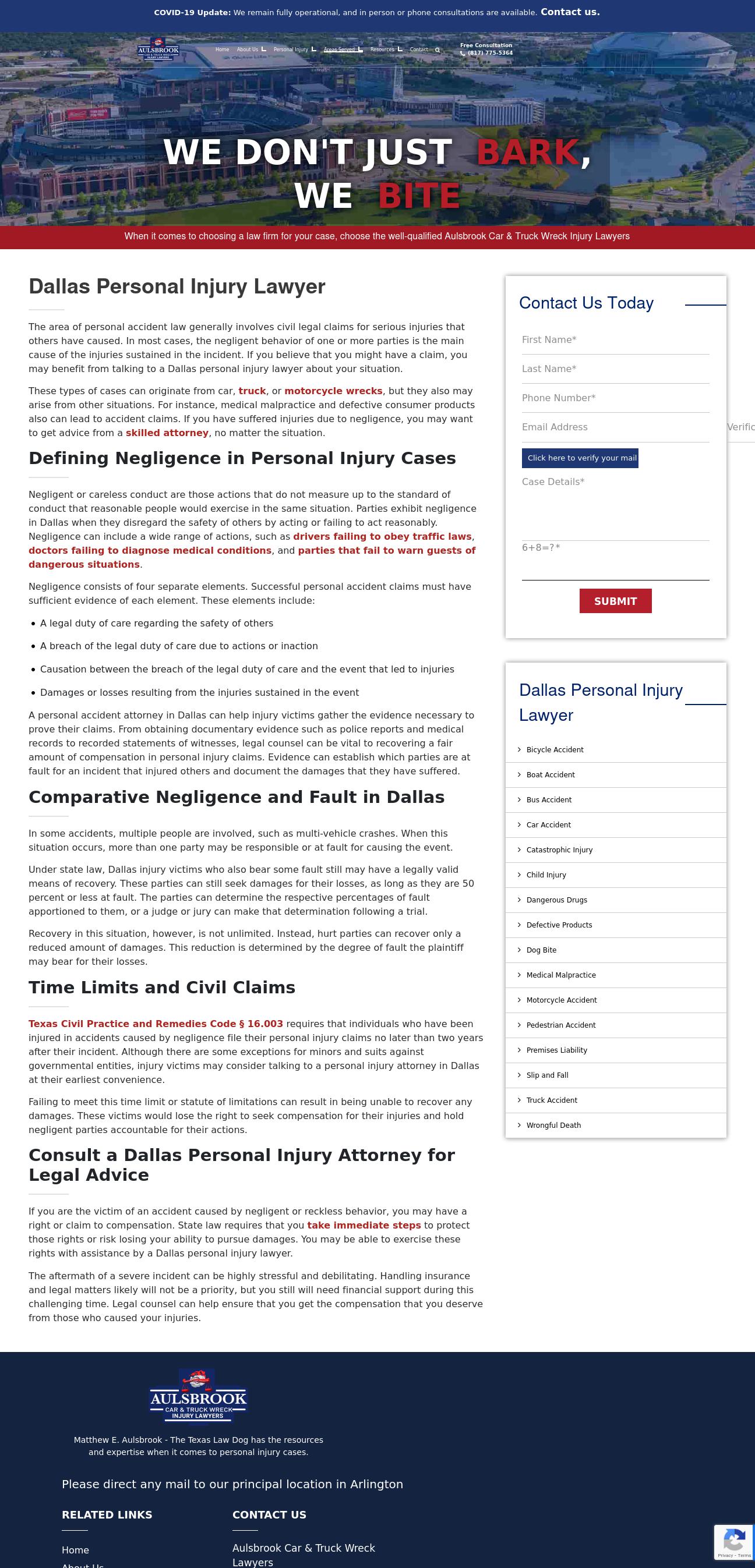 Aulsbrook Car & Truck Wreck Lawyers - Dallas TX Lawyers