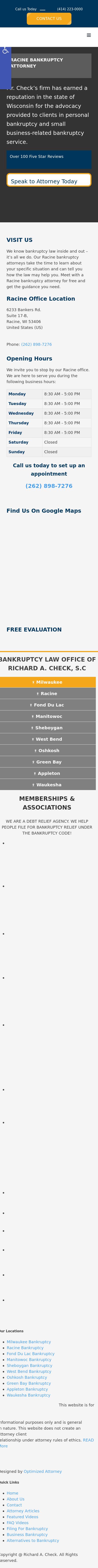 Bankruptcy Law Office of Richard A. Check S. C. - Racine WI Lawyers