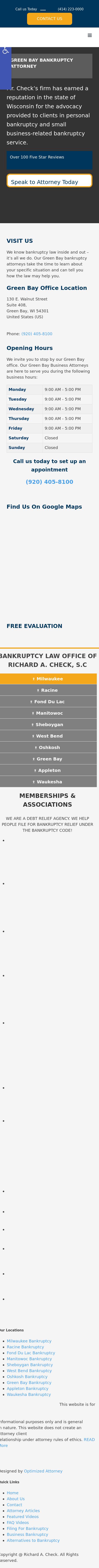 Bankruptcy Law Office of Richard A. Check, S.C. - Green Bay WI Lawyers