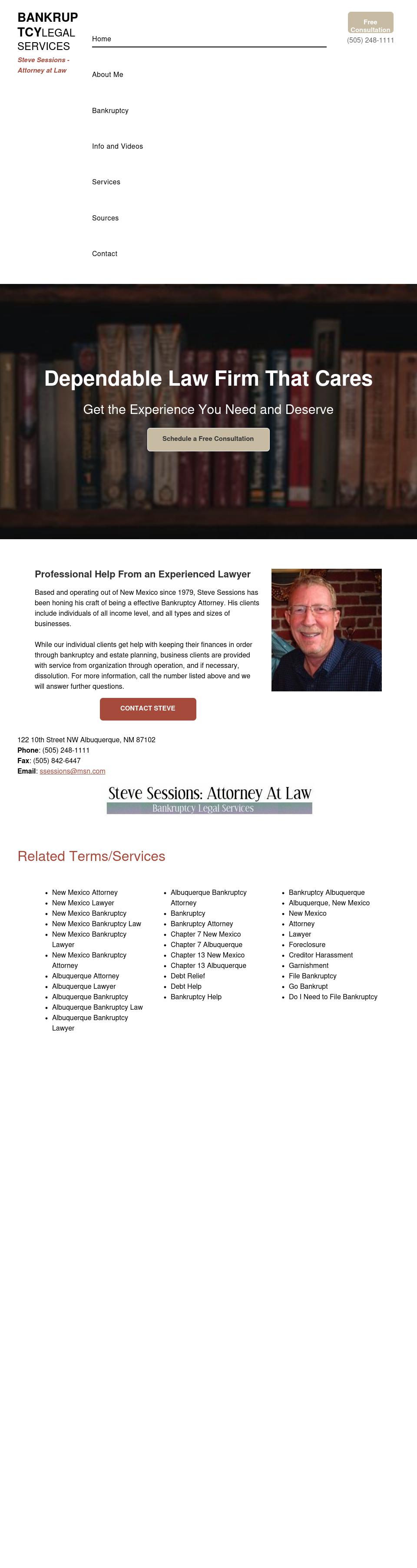 Bankruptcy Legal Services - Steve Sessions Atty - Albuquerque NM Lawyers