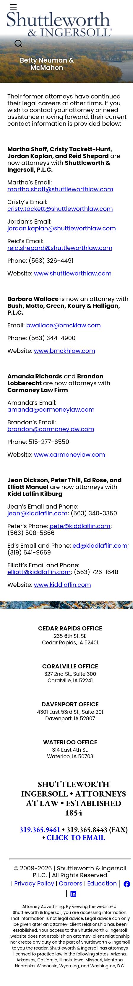 Betty Neuman & McMahon - Davenport IA Lawyers