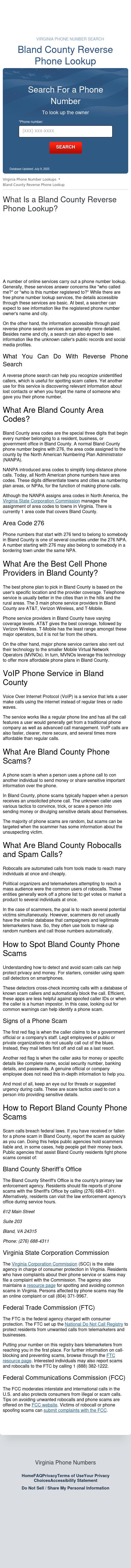 Bland County Phone Numbers - Bland VA Lawyers