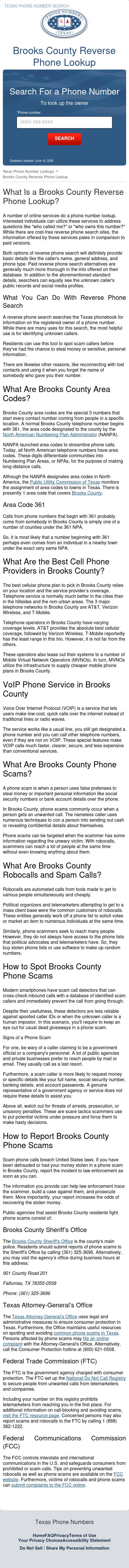 Brooks County Reverse Phone Lookup - Falfurrias TX Lawyers