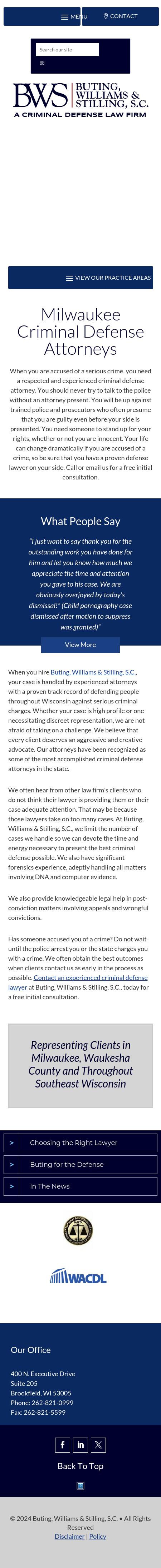 Buting, Williams & Stilling, S.C. - Brookfield WI Lawyers