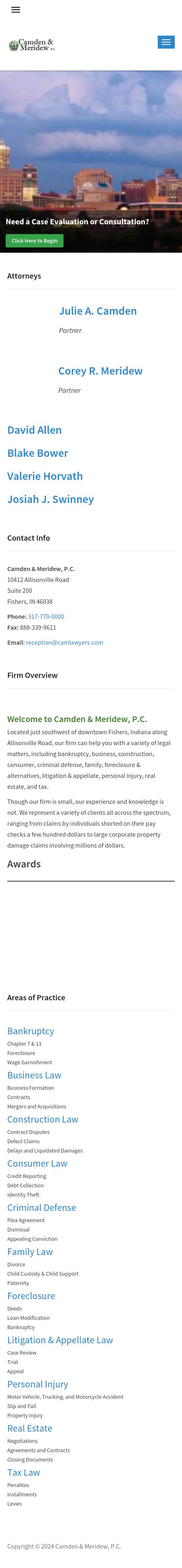Camden & Associates P C - Fishers IN Lawyers