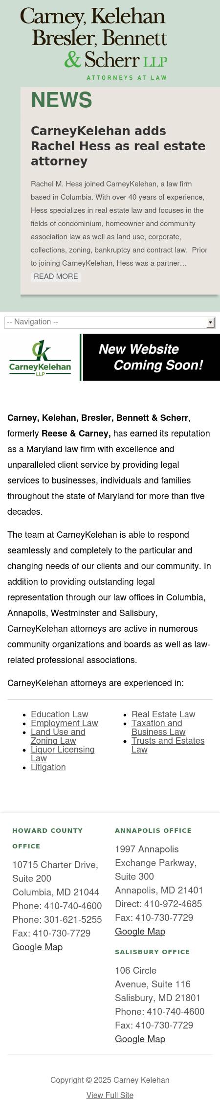 Carney, Kelehan, Bresler, Bennett and Scherr LLP - Annapolis MD Lawyers