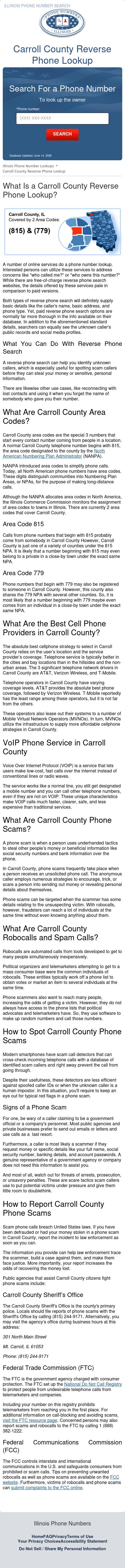 Carroll County Phone Number Search - Savanna IL Lawyers