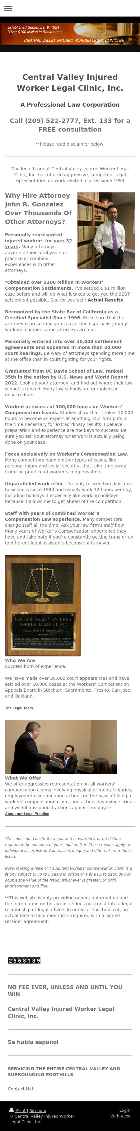 Central Valley Injured Worker Legal Clinic Inc - Modesto CA Lawyers