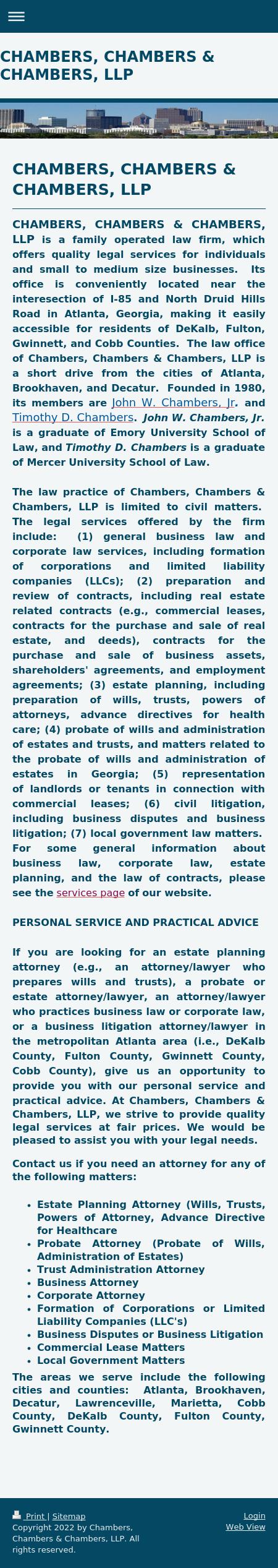 Chambers Chambers & Chambers LLP - Atlanta GA Lawyers
