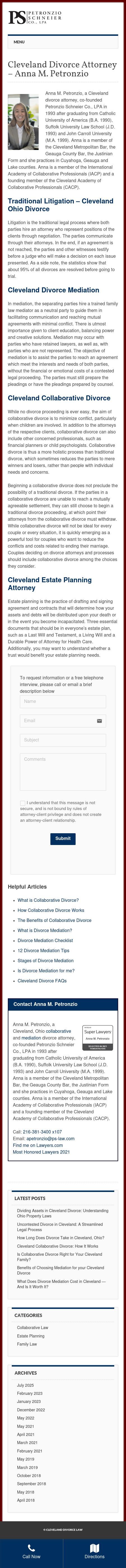 Cleveland Divorce Attorney- Anna M. Petronzio - Cleveland OH Lawyers
