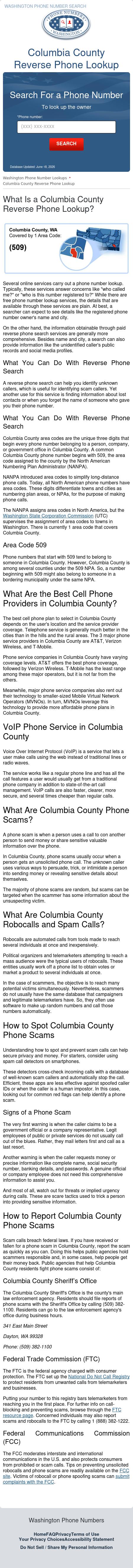 Columbia County Phone Number Lookup - Dayton WA Lawyers