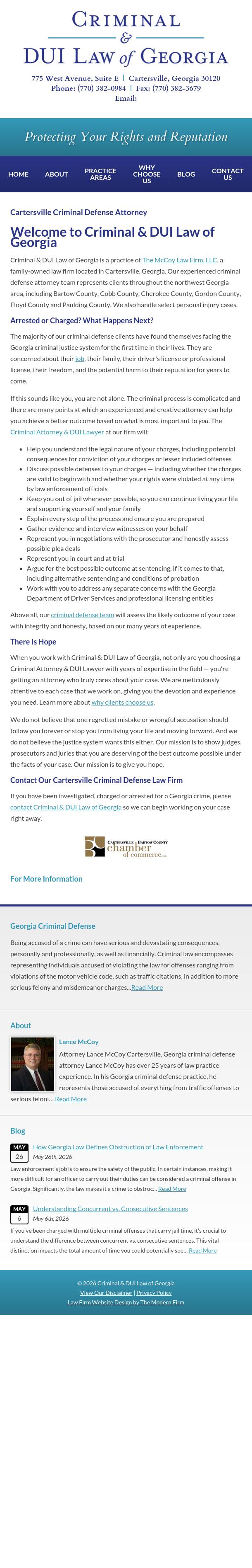 Criminal & DUI Law of Georgia - Cartersville GA Lawyers