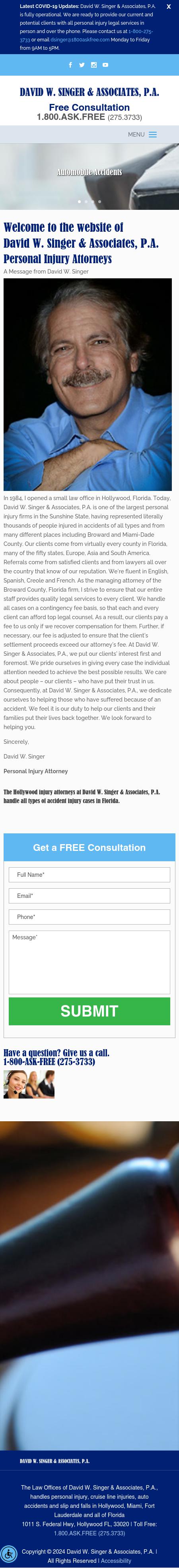 David W Singer Personal Injury Attorney Law Firm - Hollywood FL Lawyers
