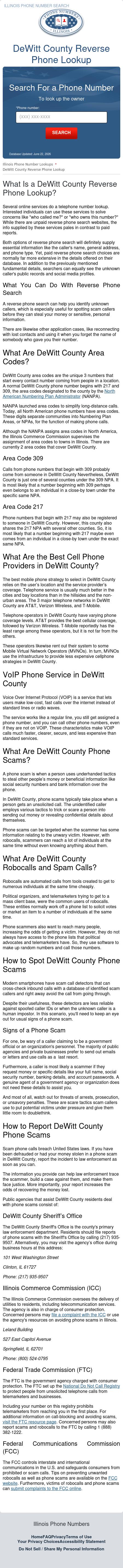 De Witt County Phone Number Search - Clinton IL Lawyers